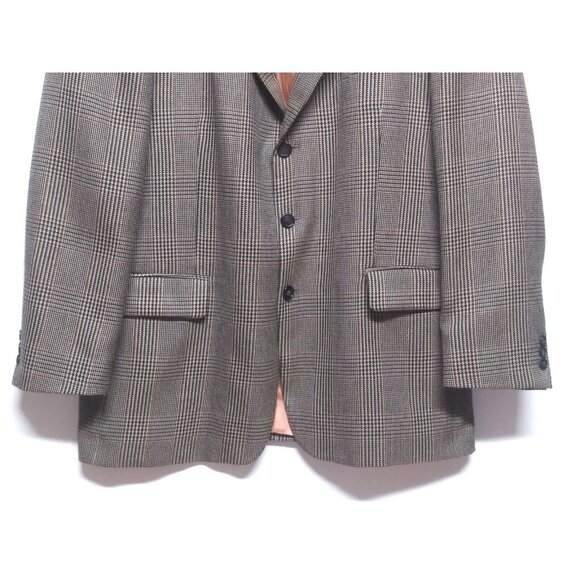 J. RIGGINGS Blazer Jacket Mens 44R Brown tan Wool-blend Houndstooth Sports Coat - Picture 6 of 16